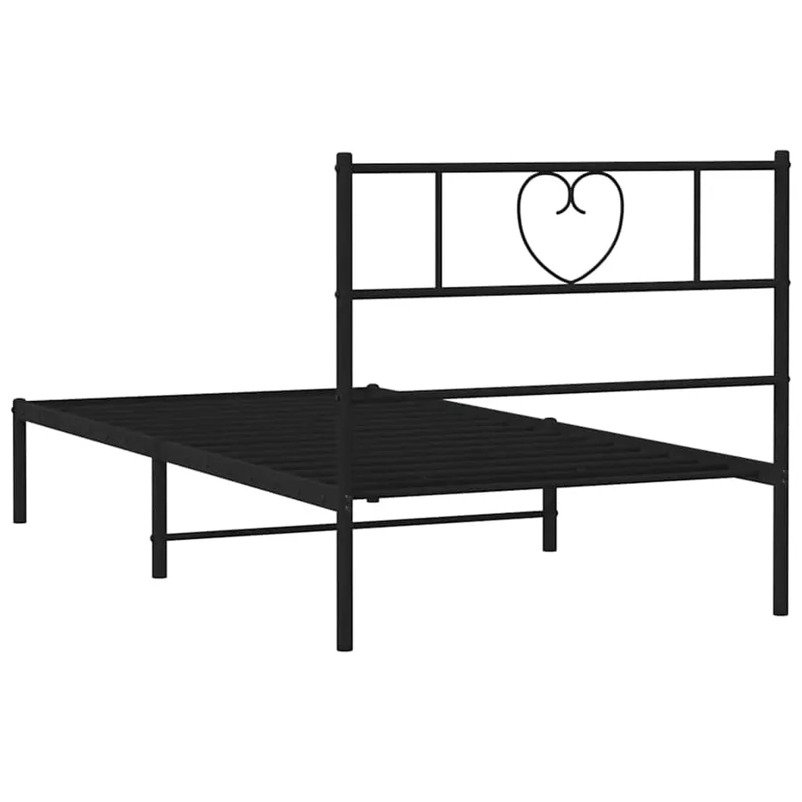 Cadre de lit métal sans matelas avec tête de lit noir 100x190cm - 8