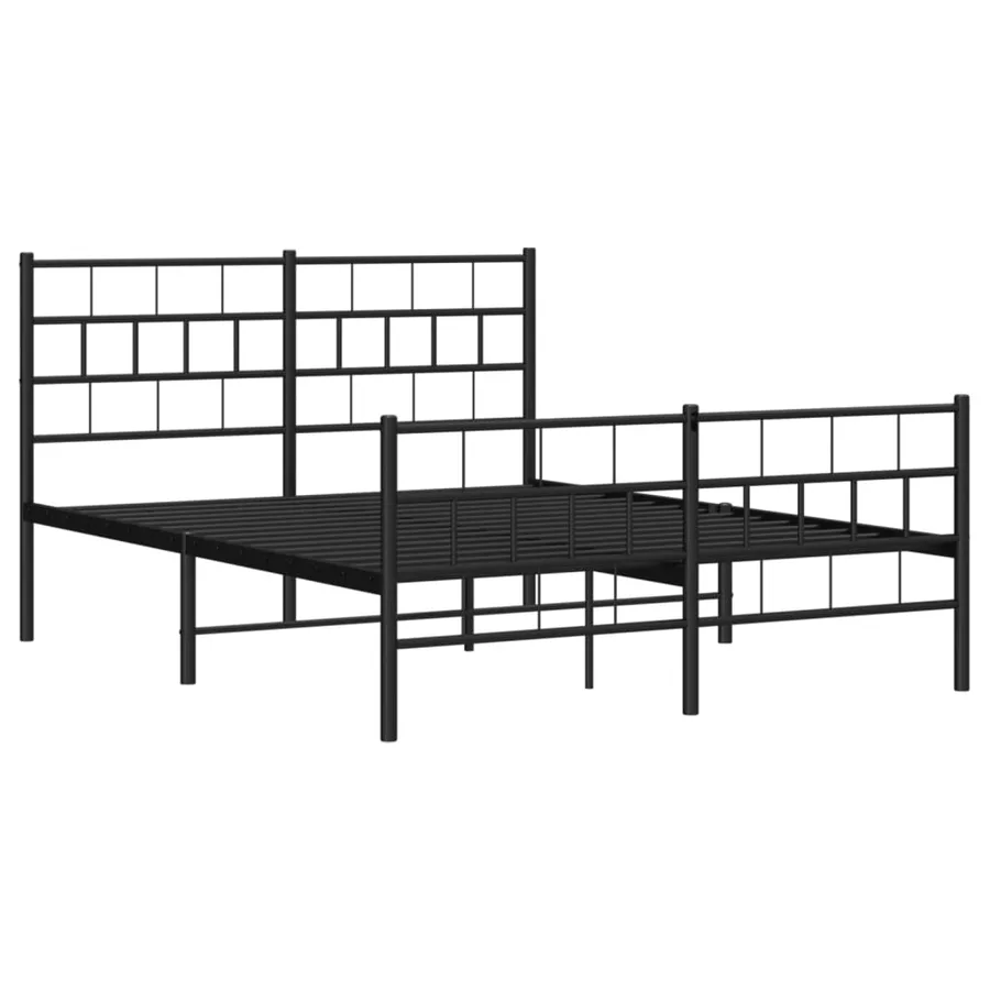 Cadre de lit métal sans matelas avec pied de lit noir 120x200cm - 4