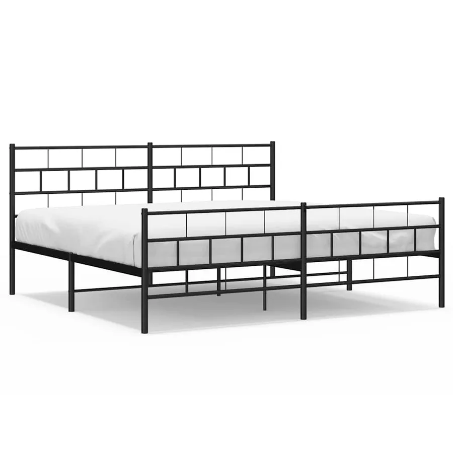 Cadre de lit métal sans matelas avec pied de lit noir 183x213cm - 2