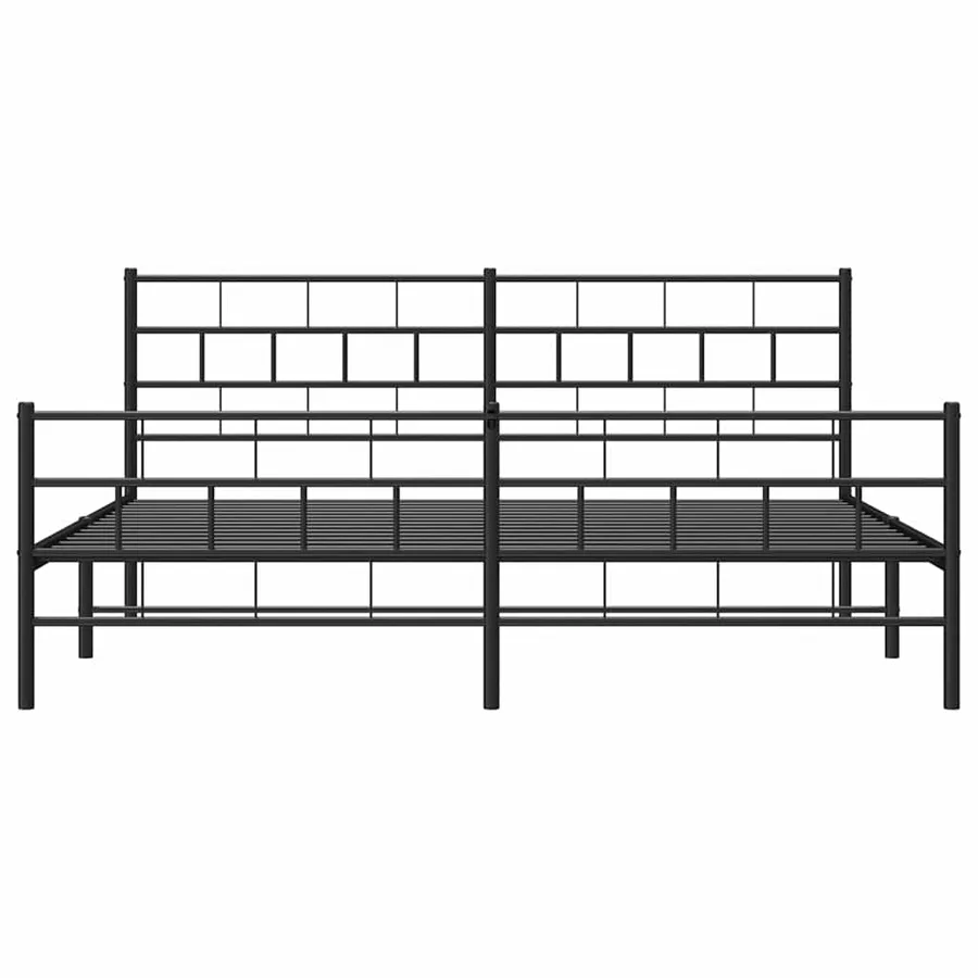 Cadre de lit métal sans matelas avec pied de lit noir 183x213cm - 6