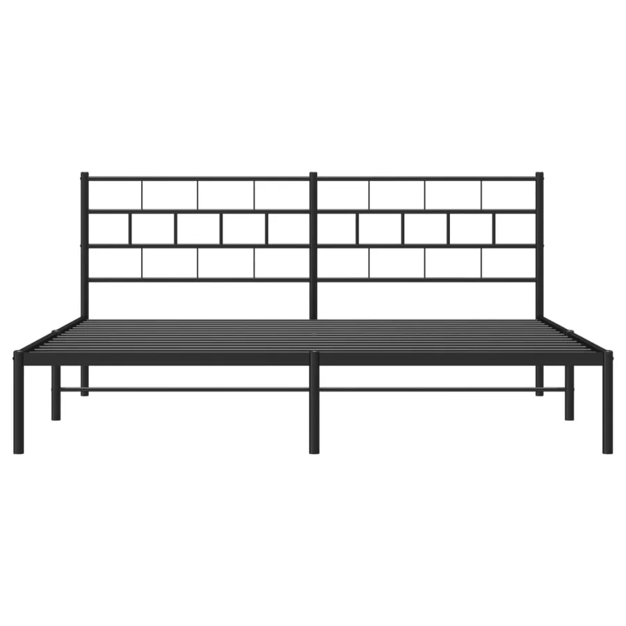 Cadre de lit métal sans matelas et tête de lit noir 180x200 cm - 5