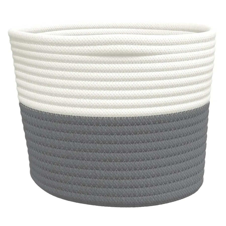 Paniers de rangement 2 pcs gris et blanc Ø24x18 cm coton - 6