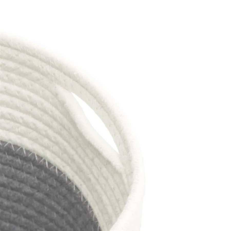 Paniers de rangement 2 pcs gris et blanc Ø24x18 cm coton - 7