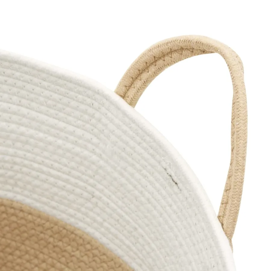 Panier de rangement beige et blanc Ø51x33 cm coton - 6