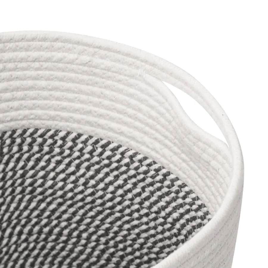 Paniers de rangement 2 pcs gris et blanc Ø28x28 cm coton - 7