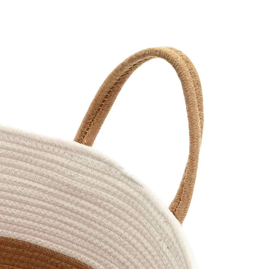 Panier de rangement marron et blanc Ø40x35 cm coton - 6