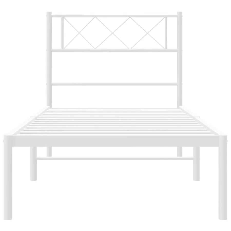Cadre de lit métal sans matelas et tête de lit blanc 107x203 cm - 5
