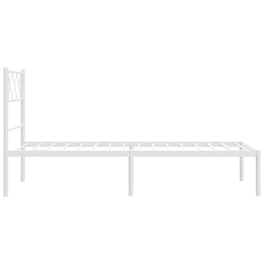 Cadre de lit métal sans matelas et tête de lit blanc 107x203 cm - 6