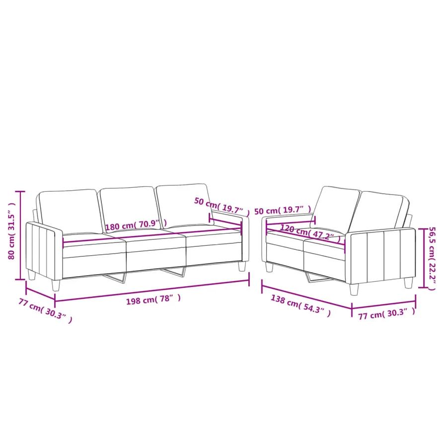 Ensemble de canapés 2 pcs avec coussins Cappuccino Similicuir - 7