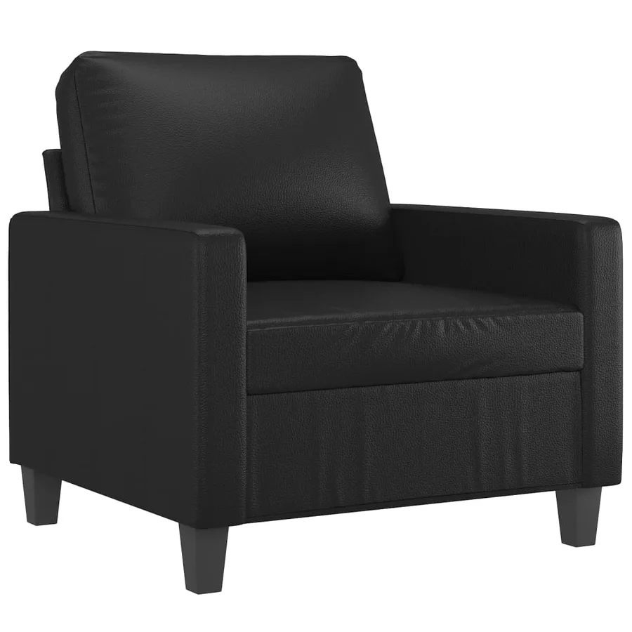 Ensemble de canapés 3 pcs avec coussins Noir Similicuir - 3
