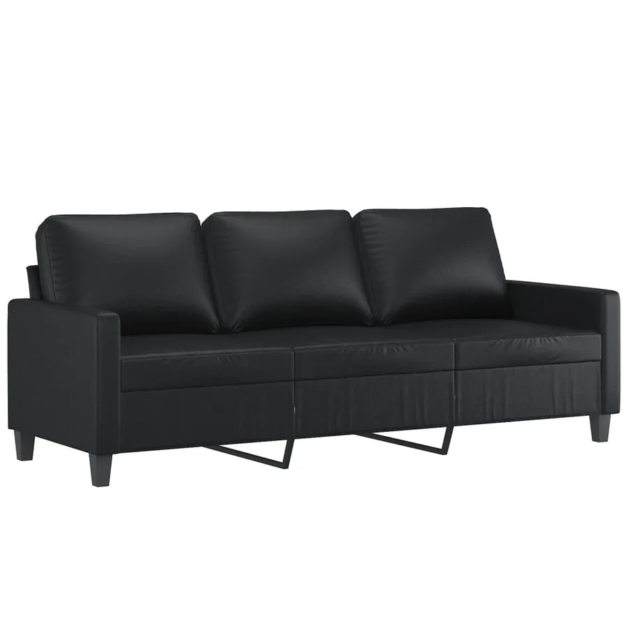 Ensemble de canapés 3 pcs avec coussins Noir Similicuir - 5
