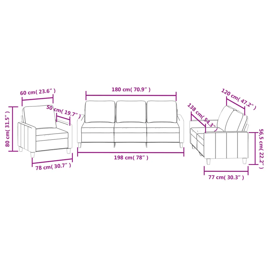Ensemble de canapés 3 pcs avec coussins Noir Similicuir - 8