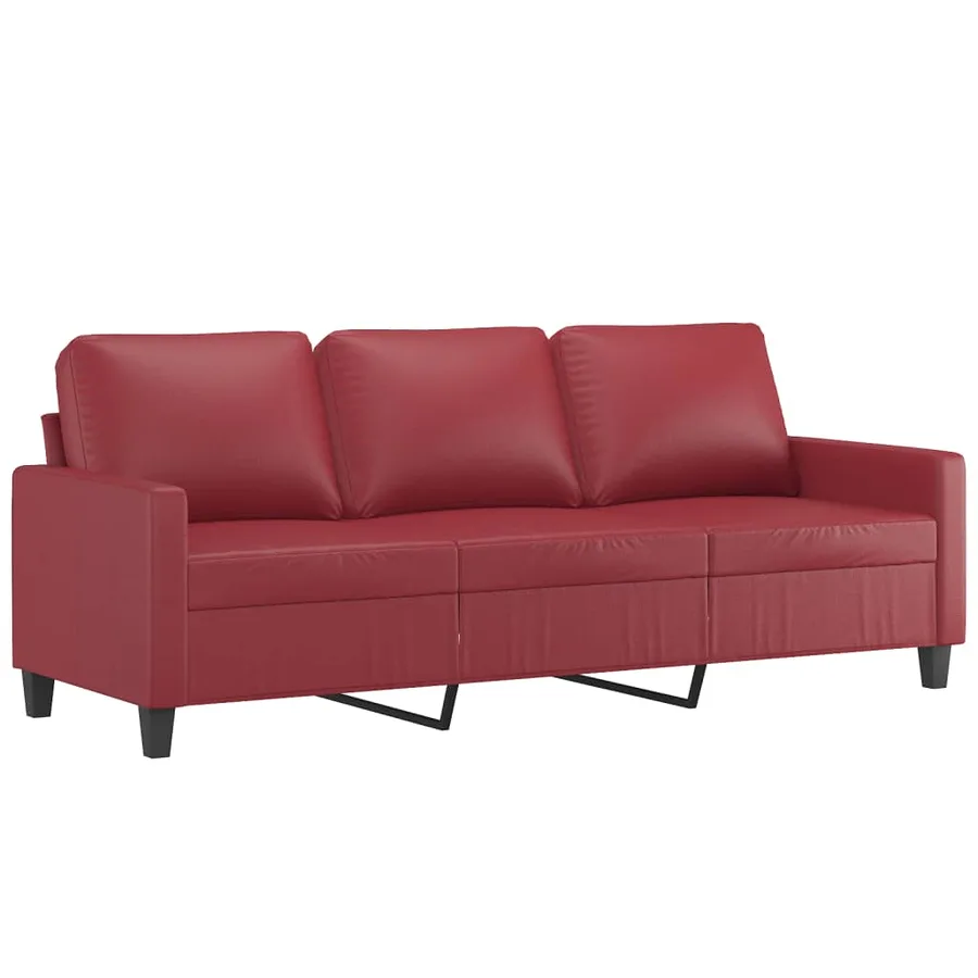 Ensemble de canapés 3 pcs et coussins Rouge bordeaux Similicuir - 5
