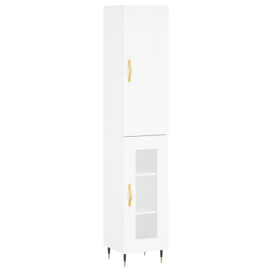 Buffet haut Blanc 34,5x34x180 cm Bois d'ingénierie - 2