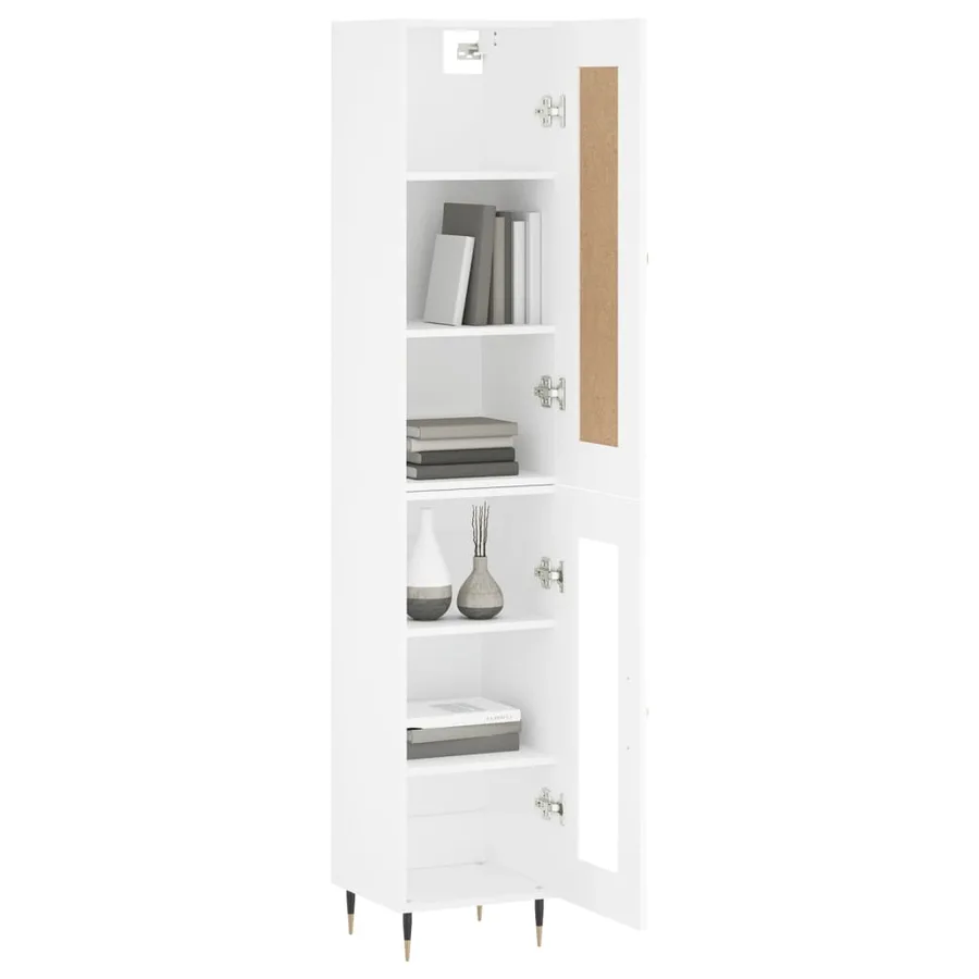 Buffet haut Blanc 34,5x34x180 cm Bois d'ingénierie - 3