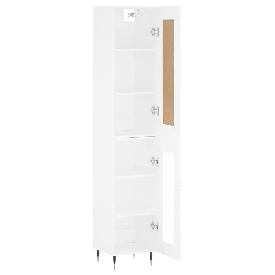Buffet haut Blanc 34,5x34x180 cm Bois d'ingénierie - 4
