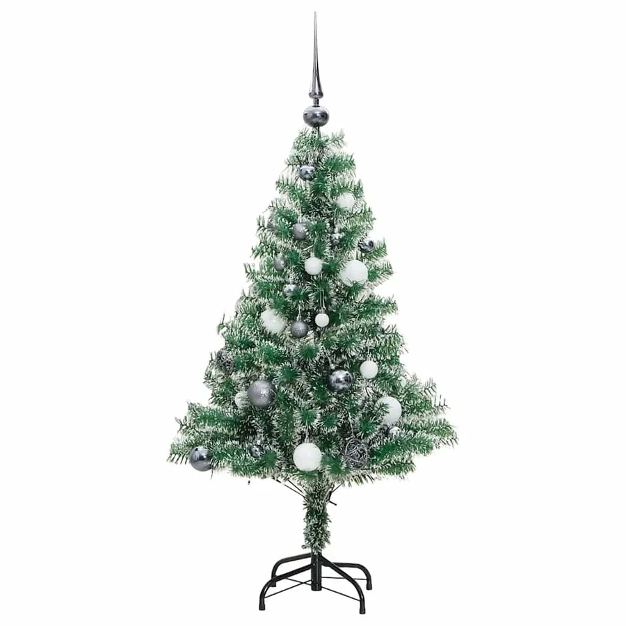 Sapin de Noël artificiel 150 LED&boules&neige floquée 150 cm - 4
