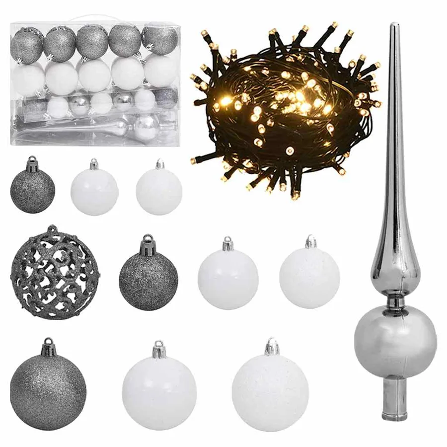 Sapin de Noël artificiel 150 LED&boules&neige floquée 150 cm - 6