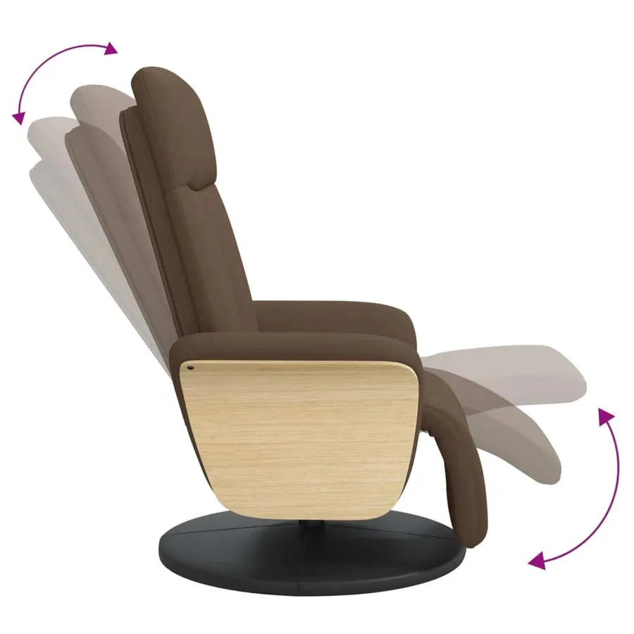 Fauteuil inclinable avec repose-pieds marron tissu - 7