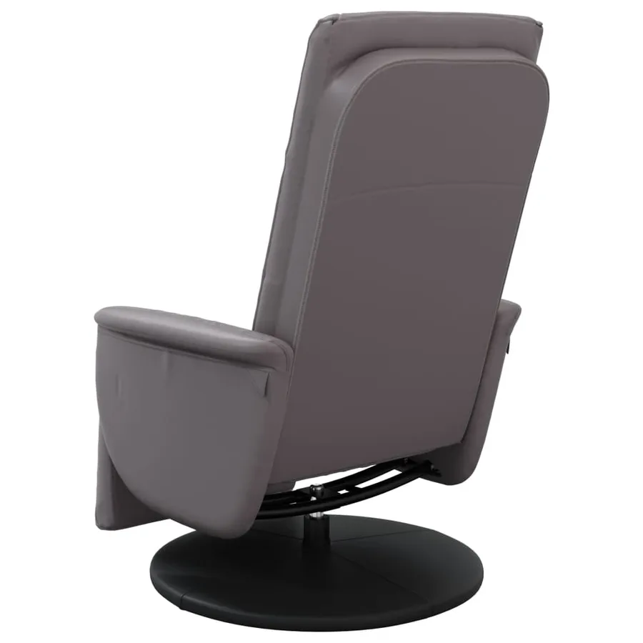 Fauteuil inclinable avec repose-pieds gris similicuir - 5