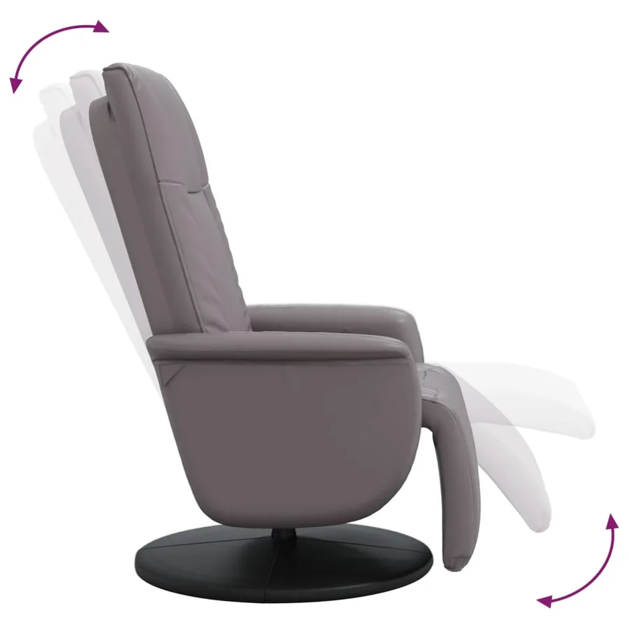 Fauteuil inclinable avec repose-pieds gris similicuir - 6