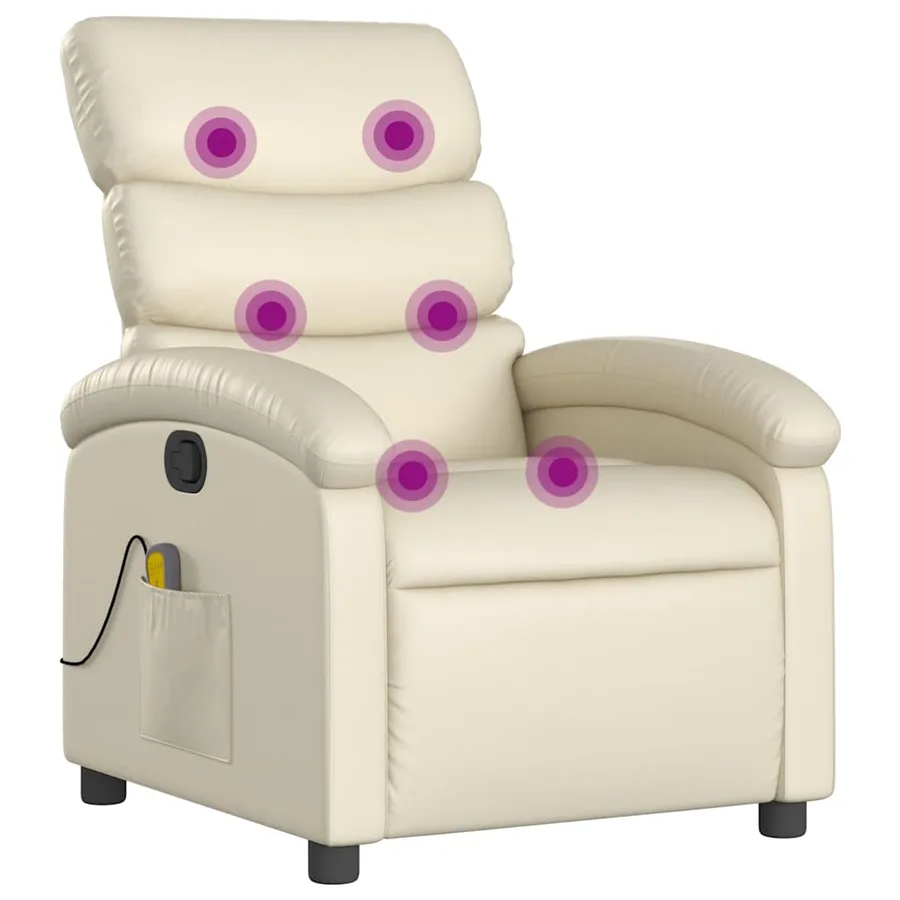Fauteuil inclinable de massage Crème Similicuir - 2