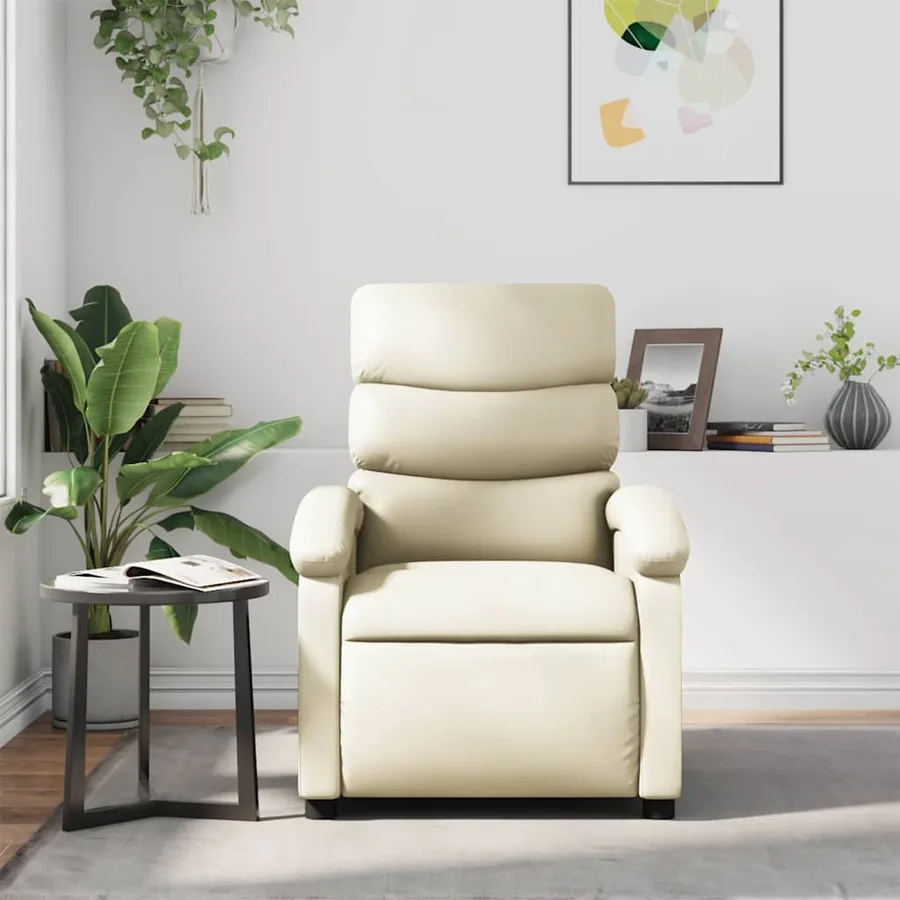 Fauteuil inclinable de massage Crème Similicuir - 3