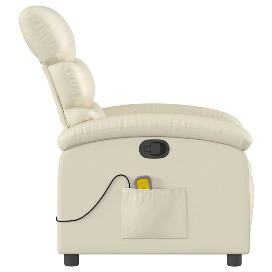 Fauteuil inclinable de massage Crème Similicuir - 6