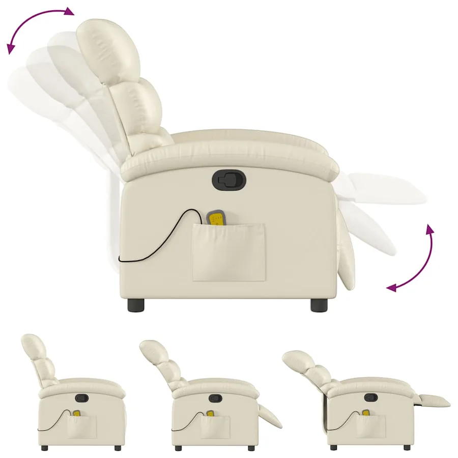 Fauteuil inclinable de massage Crème Similicuir - 8