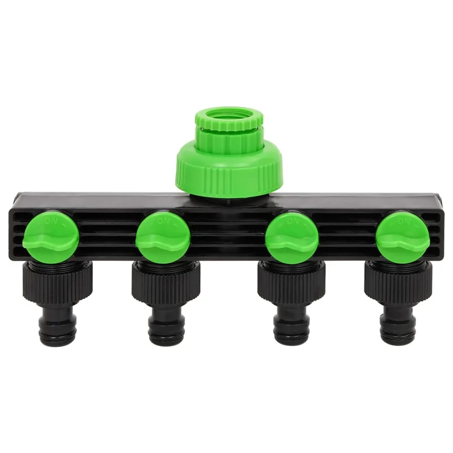Adaptateur de robinet à 4 voies vert/noir 19,5x6x11 cm ABS & PP - 2