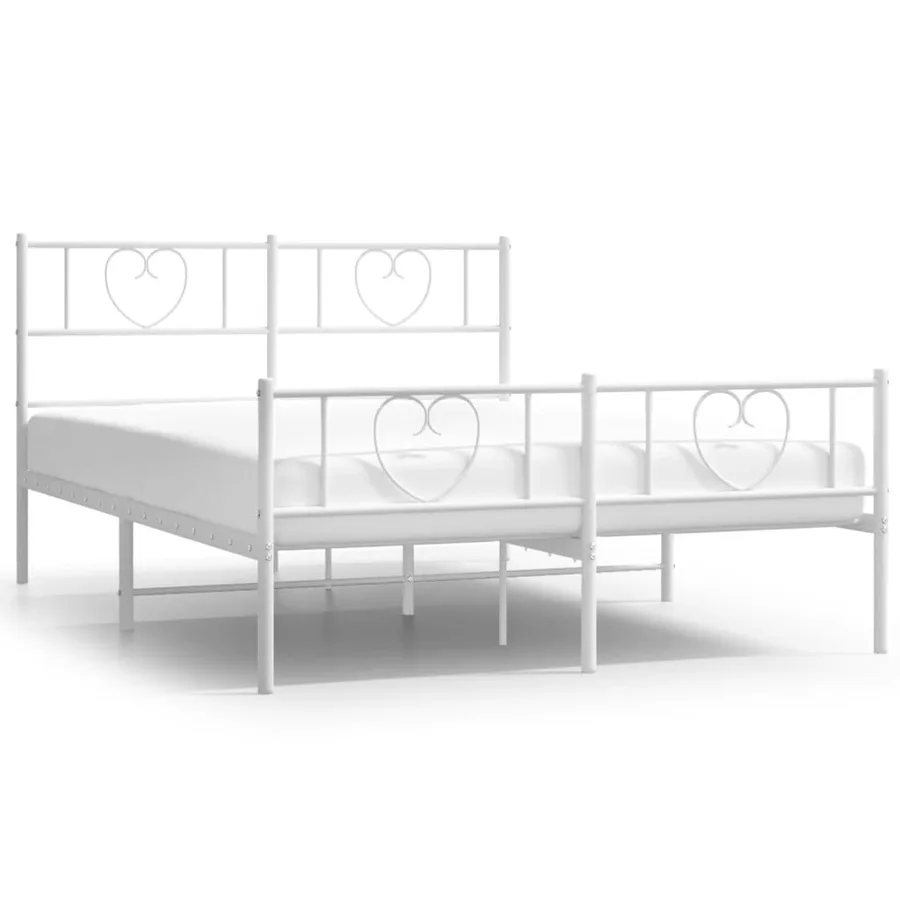 Cadre de lit métal sans matelas et pied de lit blanc 160x200 cm - 2