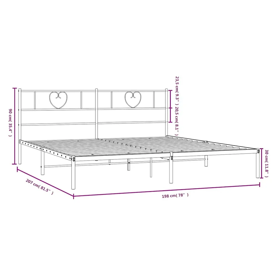 Cadre de lit métal sans matelas avec tête de lit noir 193x203cm - 10