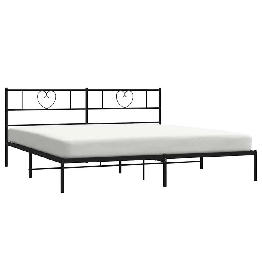 Cadre de lit métal sans matelas avec tête de lit noir 193x203cm - 3