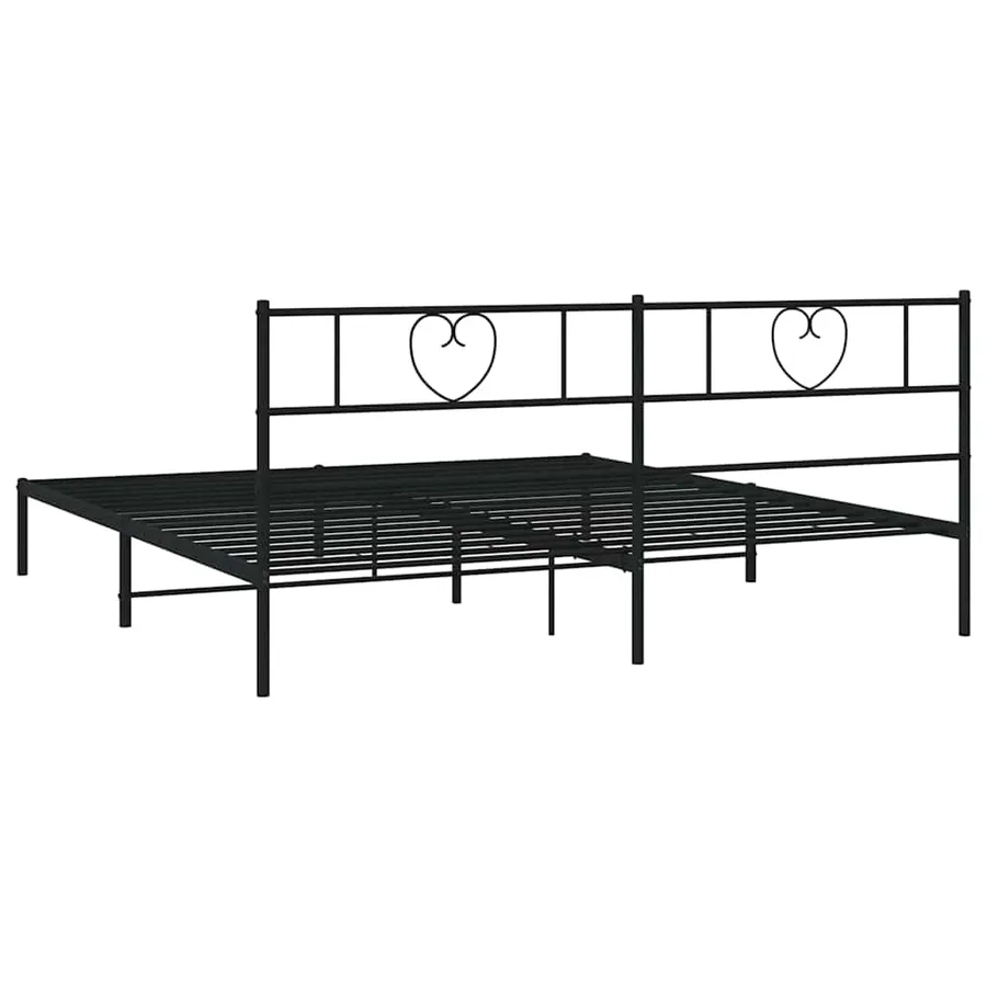 Cadre de lit métal sans matelas avec tête de lit noir 193x203cm - 8