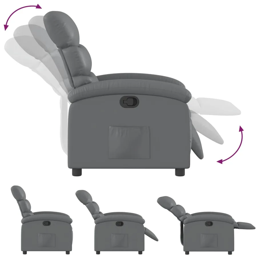 Fauteuil inclinable gris similicuir - 6