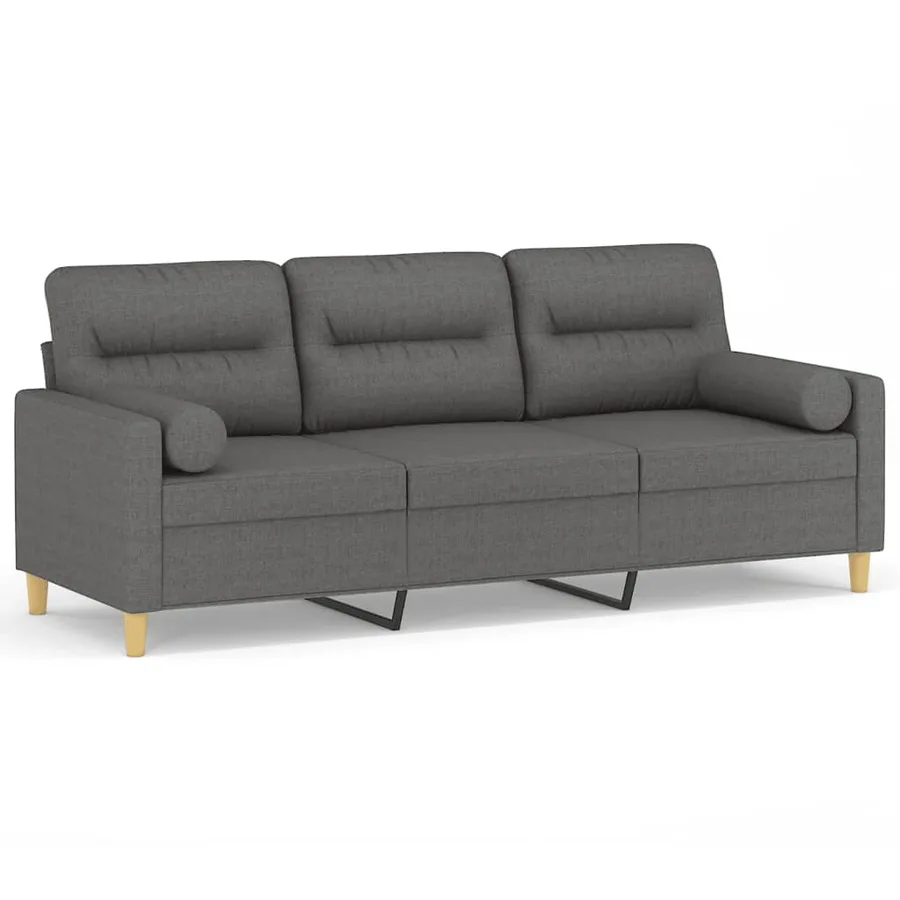 Canapé 3 places avec oreillers gris foncé 180 cm tissu - 2