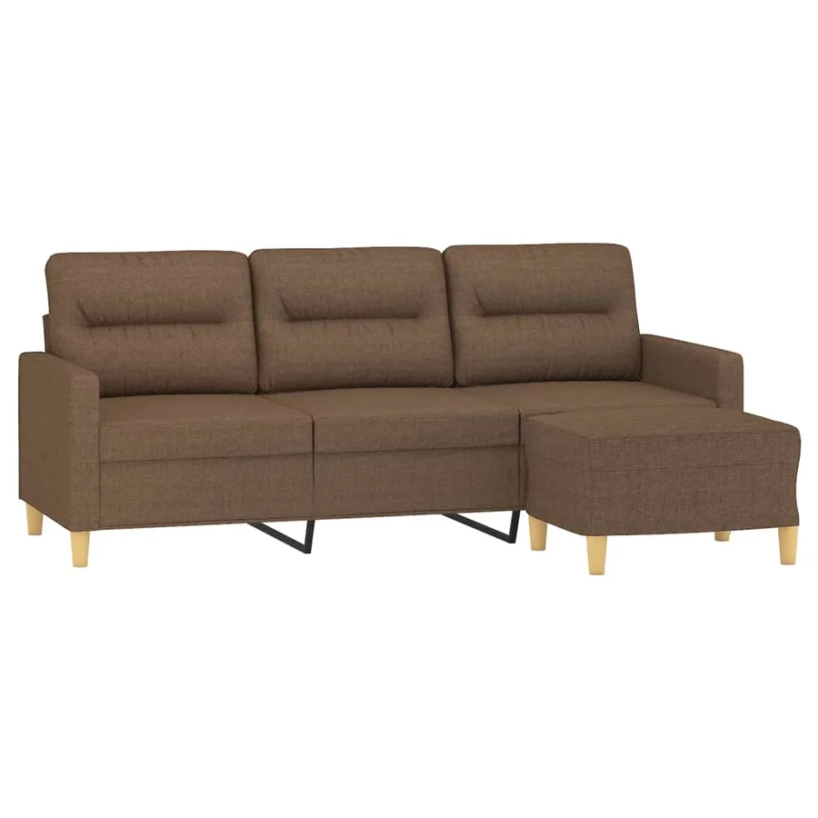 Canapé à 3 places avec repose-pieds Marron 180 cm Tissu - 3
