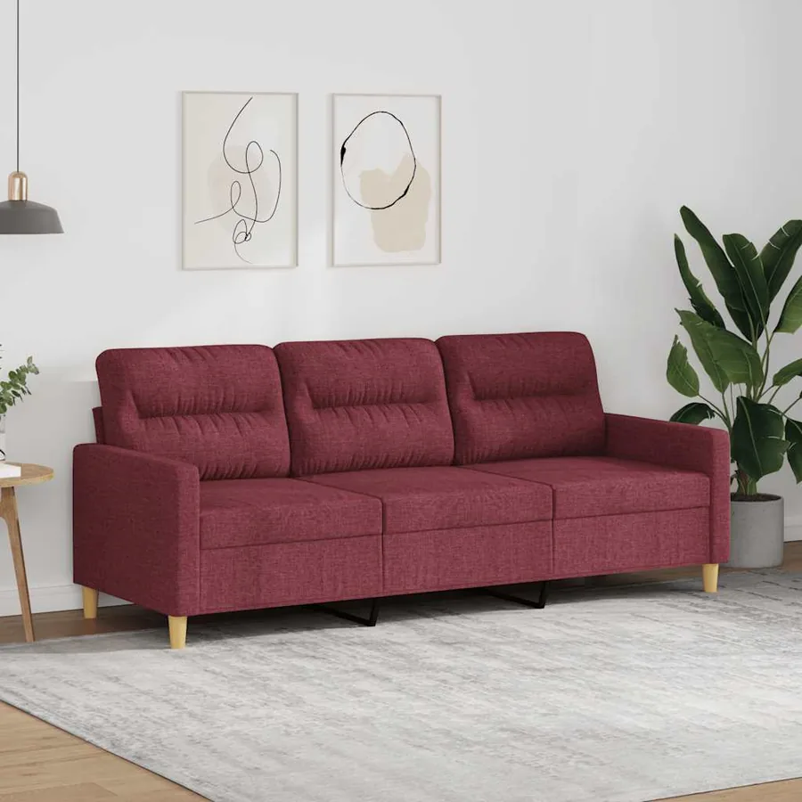 Canapé à 3 places Rouge bordeaux 180 cm Tissu