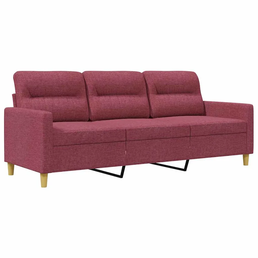 Canapé à 3 places Rouge bordeaux 180 cm Tissu - 2
