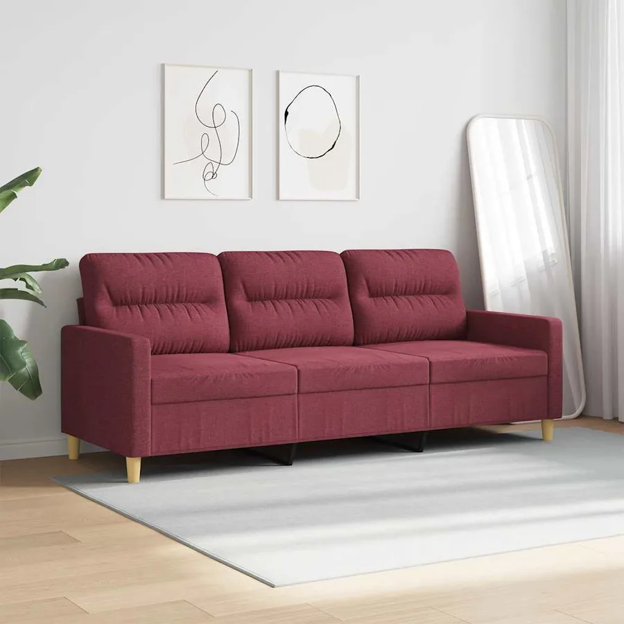 Canapé à 3 places Rouge bordeaux 180 cm Tissu - 3