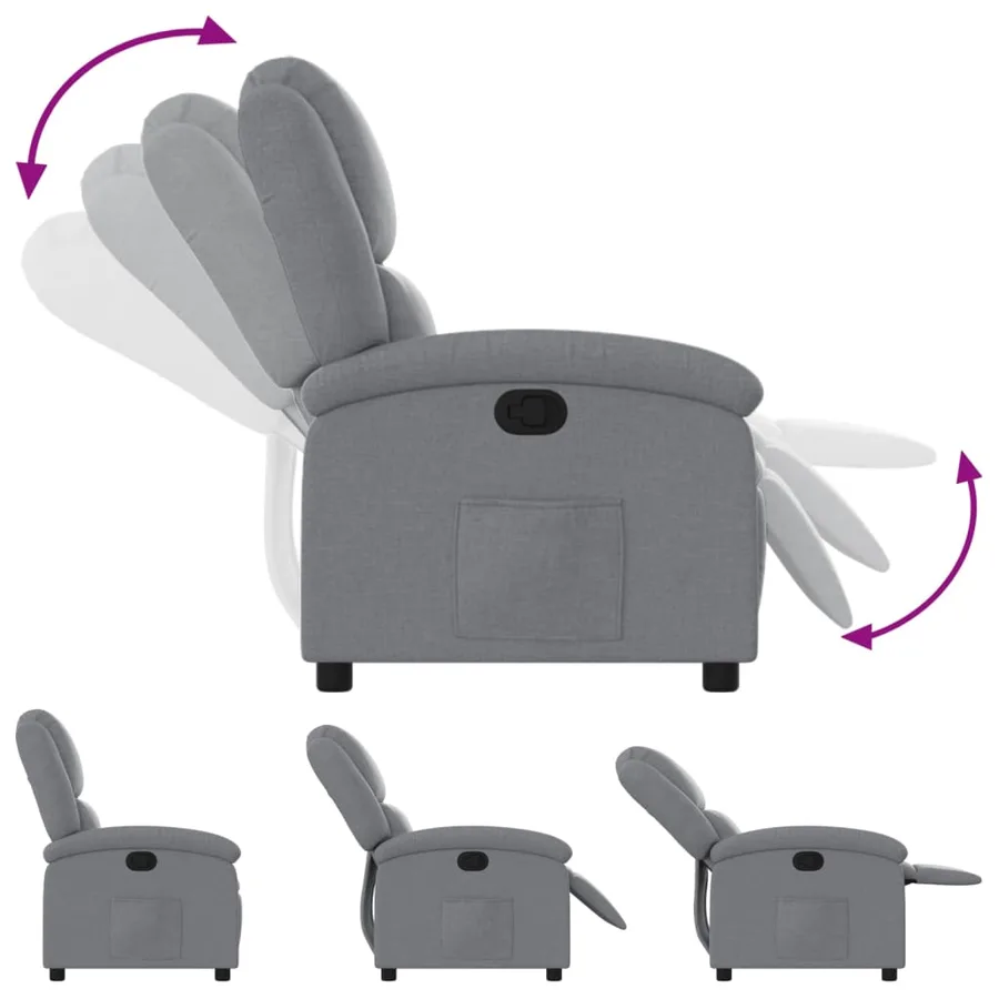 Fauteuil inclinable gris clair tissu - 4