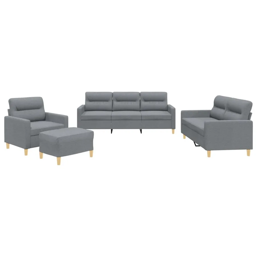 Ensemble de canapés 4 pcs avec coussins Gris clair Tissu - 2