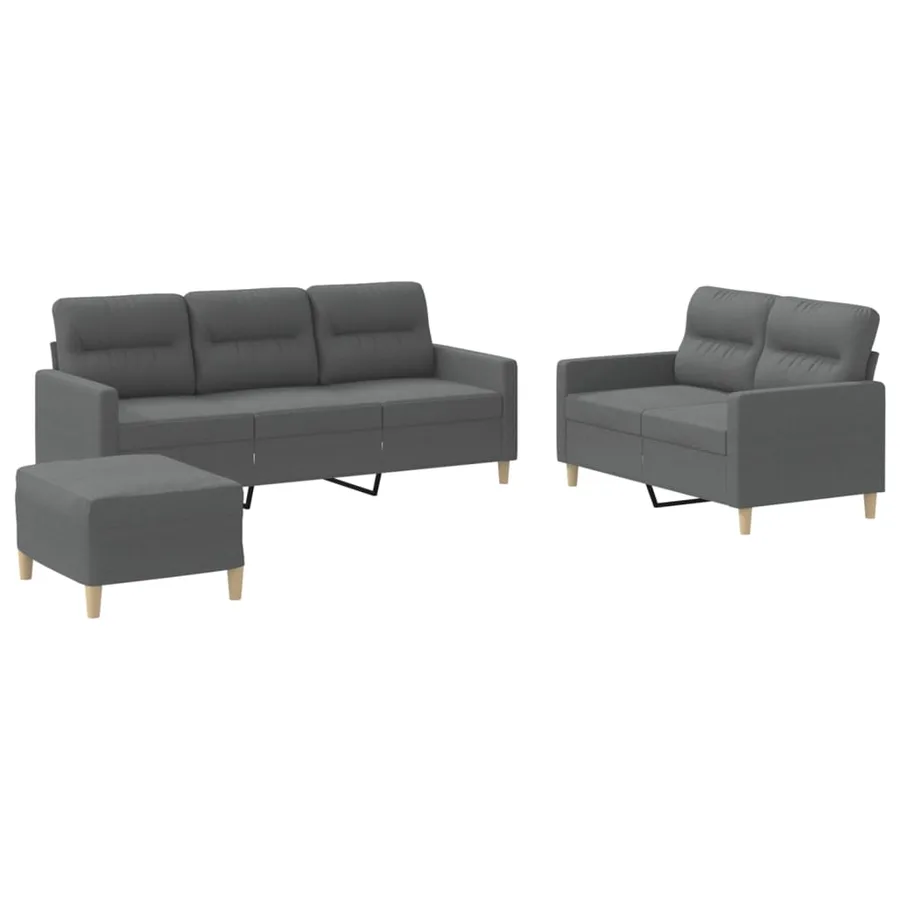 Ensemble de canapés 3 pcs avec coussins Gris foncé Tissu - 2