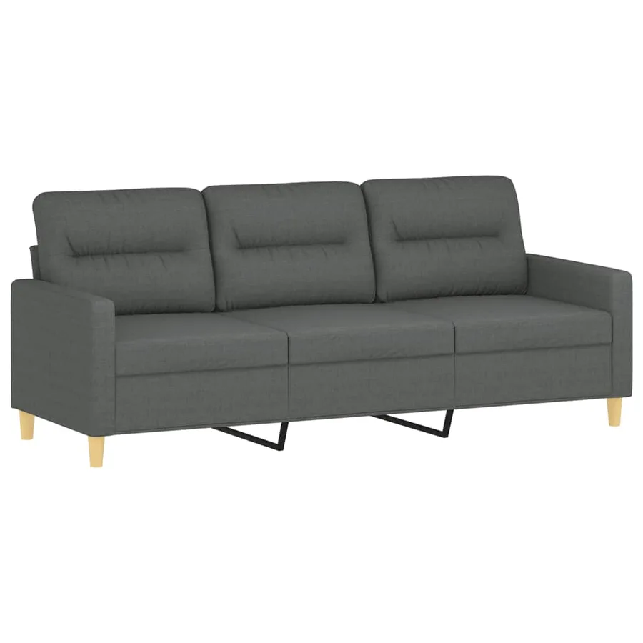 Ensemble de canapés 3 pcs avec coussins Gris foncé Tissu - 4