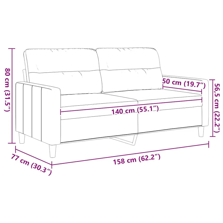 Canapé à 2 places Taupe 140 cm Tissu - 9