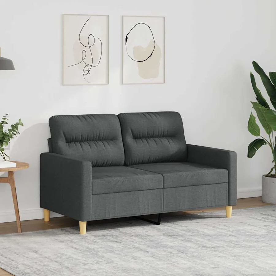 Canapé à 2 places Gris foncé 120 cm Tissu