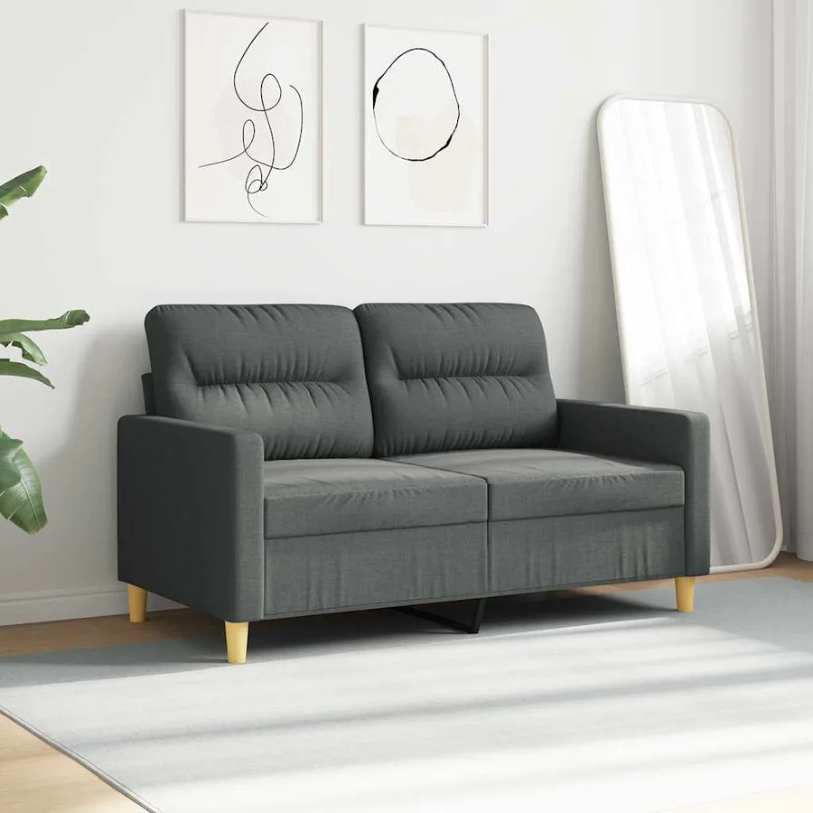 Canapé à 2 places Gris foncé 120 cm Tissu - 3