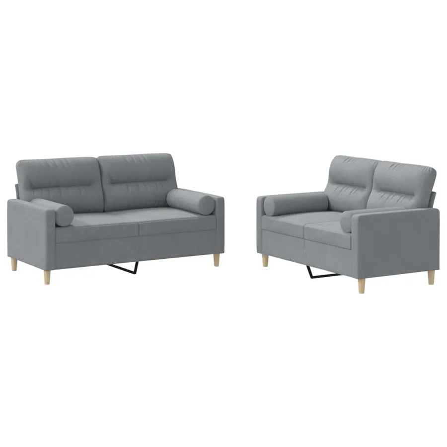 Ensemble de canapés 2 pcs coussins gris clair tissu - 2
