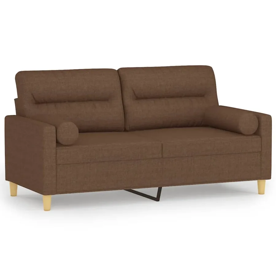 Canapé 2 places avec oreillers décoratifs marron 140 cm tissu - 2