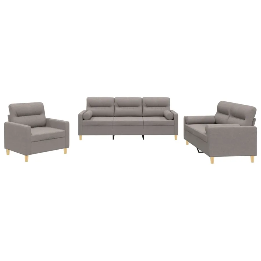 Ensemble de canapés 3 pcs avec coussins taupe tissu - 2